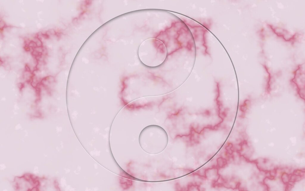 PInk background with transparent Yin and Yang symbol