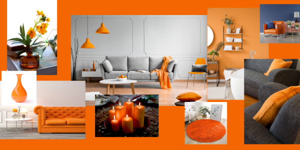 custom graphic showing Ways to use the color orange in Feng Shui