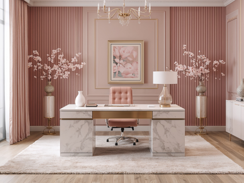 Modern pink toned office
